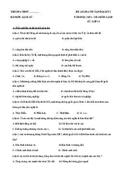 Đề cương ôn tập học kì 1 môn Lịch sử 11 sách Chân trời sáng tạo