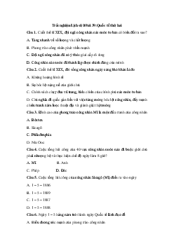 Trắc nghiệm Lịch sử 10 bài 39: Quốc tế thứ hai