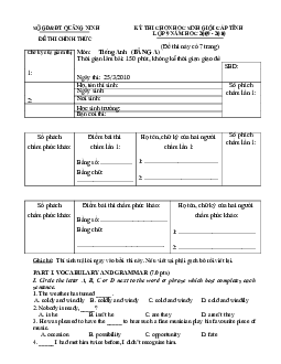 Đề thi chọn học sinh giỏi lớp 9 THCS tỉnh Quảng Ninh năm học 2009-2010 bảng A (có đáp án )