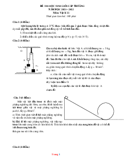 Đề thi HSG Lý 11 cấp trường 2022 (có đáp án)