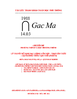 Sử dụng liên hợp hằng số giải phương trình chứa căn (liên hợp 2) – Lương Tuấn Đức