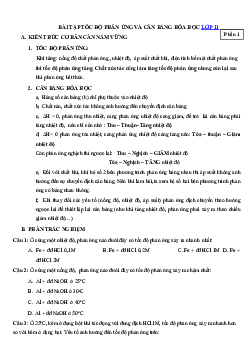 Bài tập tốc độ phản ứng và cân bằng hóa học lớp 11 sách Kết Nối Tri Thức