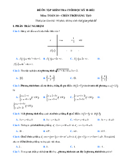 Đề thi học kì 2 lớp 10 môn Toán Chân trời sáng tạo - Đề 2