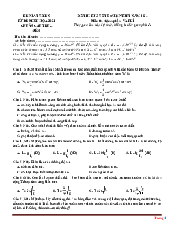 Đề ôn thi tốt nghiệp THPT môn Lý 2021 chuẩn cấu trúc đề minh họa có lời giải và đáp án chi tiết (Đề 4)