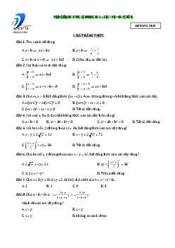 100 câu hỏi trắc nghiệm Đại số 10 học kỳ 2 – Trần Quang Thuận
