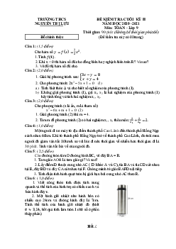 Đề kiểm tra cuối kỳ 2 Toán 9 năm 2020 – 2021 trường THCS Nguyễn Thị Lựu – Đồng Tháp