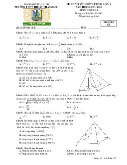 Đề khảo sát Toán 11 lần 1 năm 2019 – 2020 trường Thuận Thành 1 – Bắc Ninh