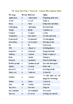 Tiếng Anh 7 Unit 6: Từ vựng | Friends Plus