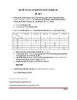 Bộ đề thi Xác xuất thống kê (có lời giải).