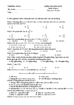 Đề thi học kì 2 môn Toán 6 năm 2022 - 2023 sách Cánh diều | Đề 4