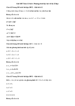 Giải SBT Toán 12 bài 4: Phương trình bậc hai với hệ số thực