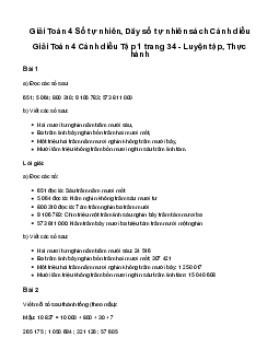 Giải Toán lớp 4 Bài 13: Viết số tự nhiên trong hệ thập phân Cánh diều