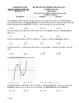 Đề Thi Thử Tốt Nghiệp Môn Toán 2022 THPT Hàn Thuyên Lần 1 Có Đáp Án