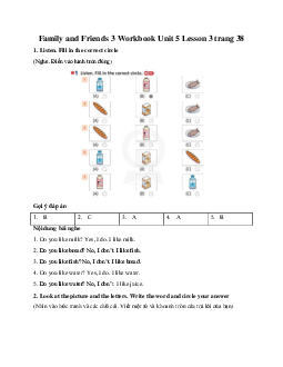 Family and Friends 3 Workbook Unit 5 Lesson 3 trang 38