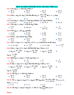 Trắc nghiệm Tính biểu thức lôgarit theo a, b, c