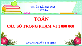Giáo án điện tử Toán 4 Cánh diều: Các số trong phạm vi 1 000 000