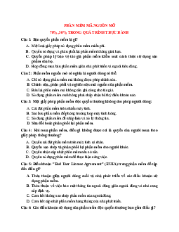 Trắc nghiệm ôn tập môn Phần mềm mã nguồn | Đại học Kỹ thuật - Công nghệ Cần Thơ