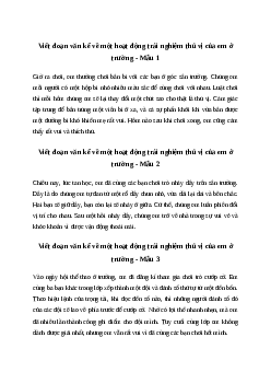 Viết đoạn văn kể về một hoạt động trải nghiệm thú vị của em ở trường Tiếng việt 4| Chân trời sáng tạo