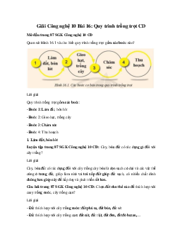 Giải Công nghệ 10 Bài 16: Quy trình trồng trọt CD
