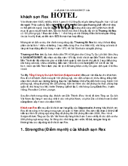 Phân tích mô hình SWOT của khách sạn Rex