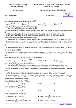 Đề thi cuối học kỳ 2 Toán 11 năm 2020 – 2021 trường THPT Lê Lợi – Quảng Trị