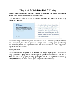 Tiếng Anh 7 Explore English Cánh Diều Unit 2 Writing