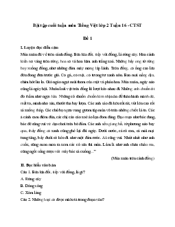 Phiếu bài tập cuối tuần lớp 2 môn Tiếng Việt Chân trời sáng tạo - Tuần 16