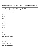 Phiếu bài tập cuối tuần Toán 1 sách Kết nối tri thức có đáp án