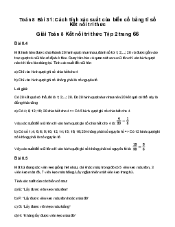 Giải Toán 8 Bài 31: Cách tính xác suất của biến cố bằng tỉ số | Kết nối tri thức