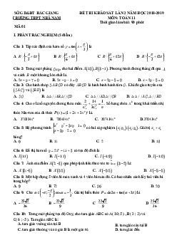 Đề thi khảo sát Toán 11 lần 2 năm 2018 – 2019 trường THPT Nhã Nam – Bắc Giang