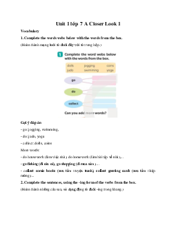 Unit 1 lớp 7 A Closer Look 1 sách Global Success