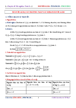 Các phương pháp xác định nguyên hàm – Lê Bá Bảo Toán 12