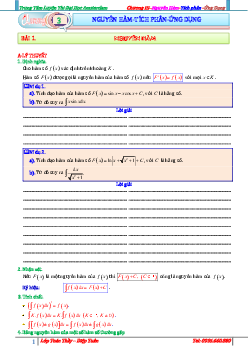 Bài tập nguyên hàm, tích phân và ứng dụng – Diệp Tuân Toán 12