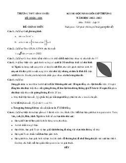 Đề học sinh giỏi Toán 11 năm 2022 – 2023 trường THPT Bình Chiểu – TP HCM