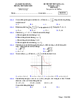 Đề thi thử Toán THPT Quốc gia 2022 lần 1 trường THPT Kinh Môn – Hải Dương