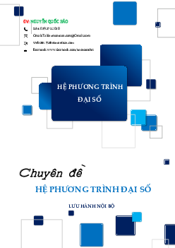 Các dạng toán và phương pháp giải hệ phương trình đại số – Nguyễn Quốc Bảo