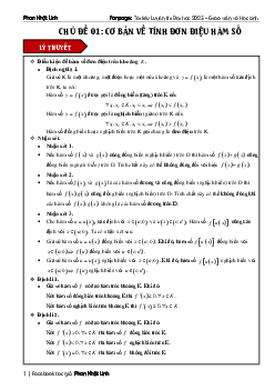Toán 12 Chuyên đề khảo sát và vẽ đồ thị hàm số dành cho học sinh trung bình – khá – Phan Nhật Linh