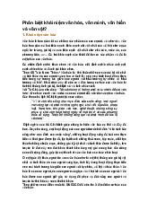 Phân biệt khái niệm văn hóa, văn minh, văn hiến và văn vật?