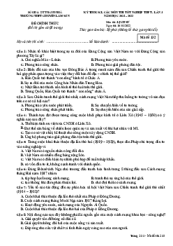 Đề thi thử THPT Quốc gia 2022 môn Lịch sử lần 1 trường THPT Chuyên Lam Sơn, Thanh Hóa