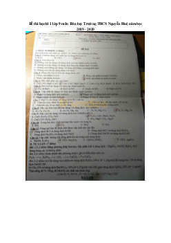 Đề thi học kì 1 lớp 9 môn Hóa học Trường THCS Nguyễn Huệ năm học 2019 - 2020
