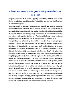 Viết bài văn thuật lại một giờ học đáng nhớ đối với em môn Toán | Tập làm văn 4