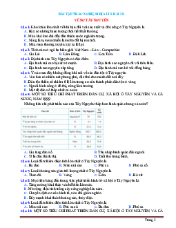 Bài tập trắc nghiệm địa lí 9 bài 28: Vùng Tây Nguyên (có đáp án)