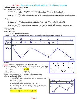 Trắc Nghiệm Ôn Tập Giải Tích 12 Chương 1 Mức Độ 1 Và 2 Có Đáp Án