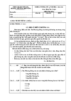 Đề kiểm tra định kì cuối học kì 2 môn Tiếng Việt lớp 4 năm 2015 trường tiểu học Điệp Nông, tỉnh Thái Bình