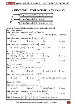 Phân dạng và bài tập trắc nghiệm chuyên đề hàm số – Trần Hiền Toán 12