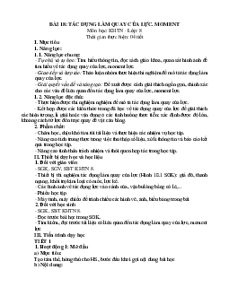 Giáo án Khoa học tự nhiên 8 Bài 18: Tác dụng làm quay của lực. Moment lực | Kết nối tri thức