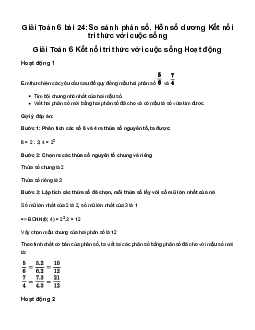 Giải Toán 6 Bài 24: So sánh phân số. Hỗn số dương | kết nối tri thức