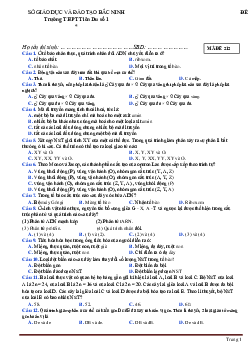 Đề thi thử tốt nghiệp THPTQG 2021 môn sinh Trường THPT Tiên Du số 1 lần 1 (đề 212, có đáp án)