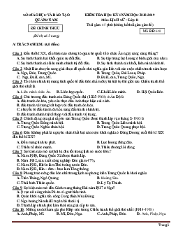 Đề thi học kỳ 1 môn Sử lớp 11 Quảng Nam 2018-2019 (có đáp án)