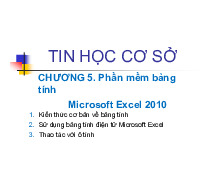 Chương 5 Hướng Dẫn Sử Dụng Microsoft Excel 2010 | Môn Tin học đại cương - Đại học Sư Phạm Hà Nội